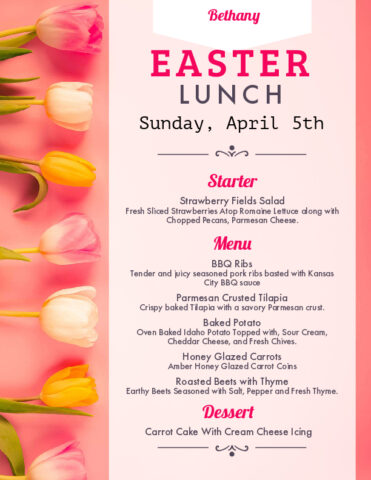 Manor Easter Menu