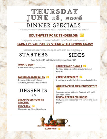 Formal Dining Thursday 6.18