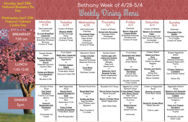 4/28-5/4 Menu