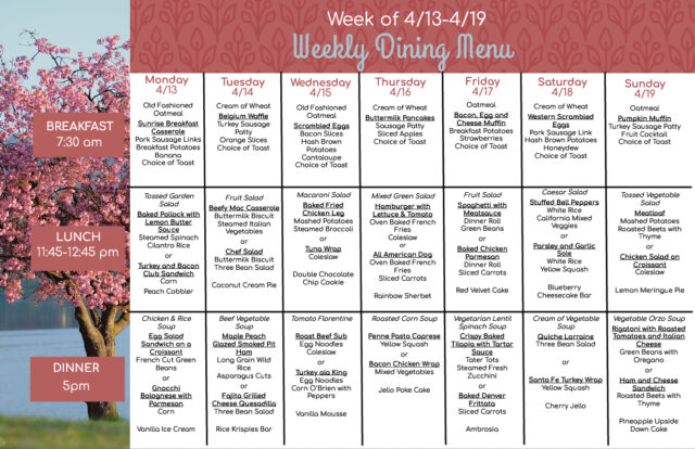 Manor Menu 4.13 - 4.19