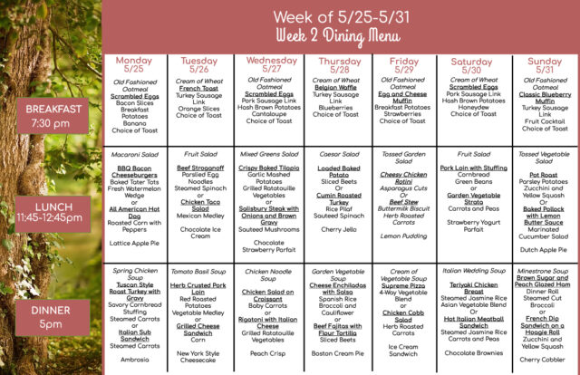 Manor Menu 5.25 - 5.31