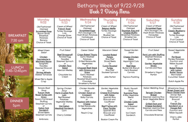 Menu 9.22 - 9.28