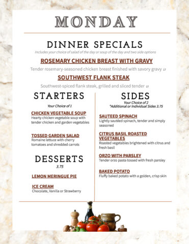 Formal Dining Monday 3.30