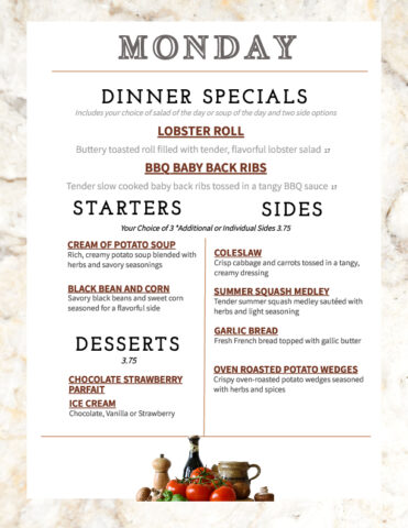 Formal Dining Monday 5.25