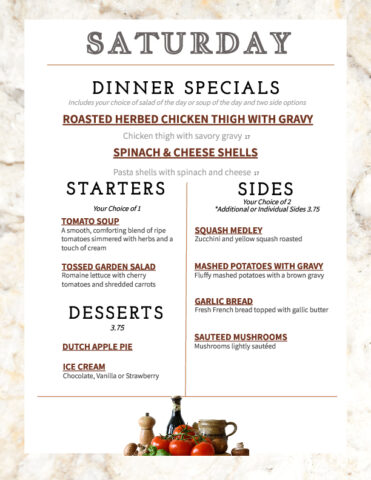 Formal Dining Saturday 3.28