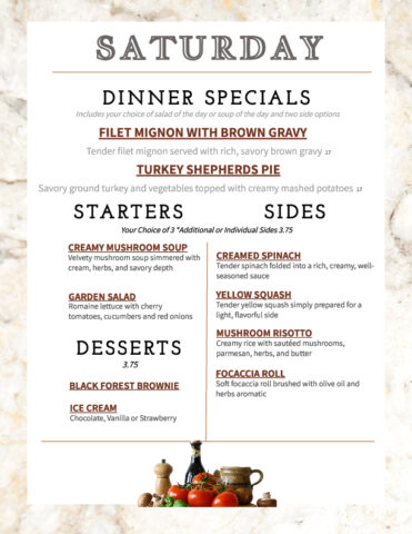 Formal Dining Saturday 5.23