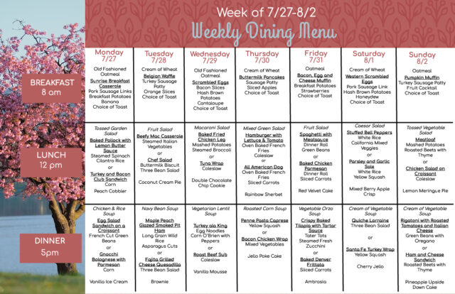 Manor Menu 7.27 - 8.2