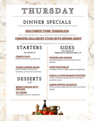 Formal Dining Thursday 3.5