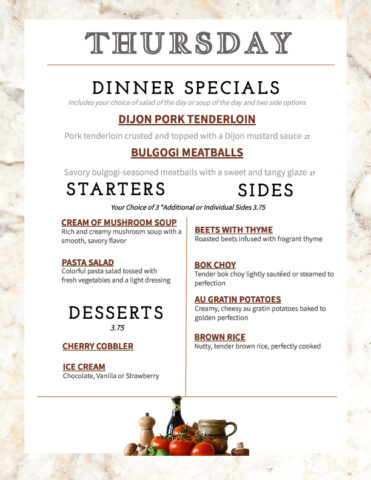 Formal Dining Thursday 5.7