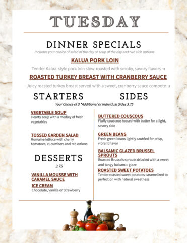 Formal Dining Tuesday 5.26