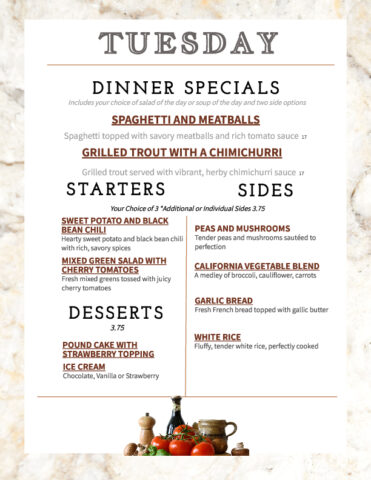 Formal Dining Tuesday 6.9