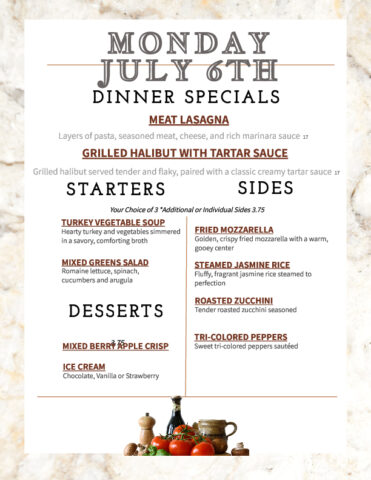 Formal Dining Monday 7/6