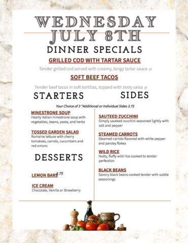 Formal Dining Wednesday 7/8