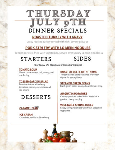 Formal Dining Thursday 7/9