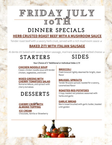Formal Dining Friday 7/10