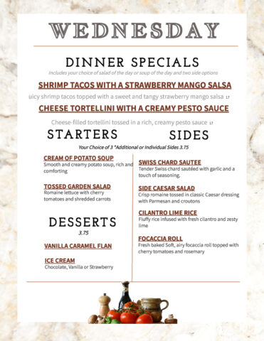 Formal Dining Wednesday 5.6