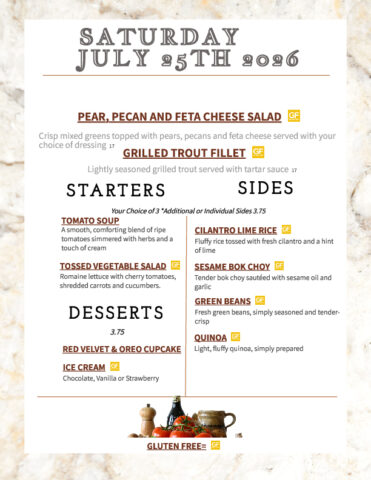 Formal Dining Saturday 7.25