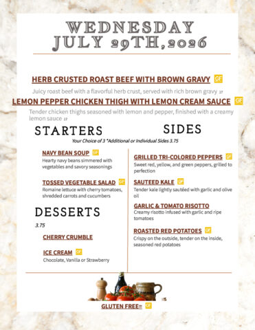 Formal Dining Wednesday 7.29