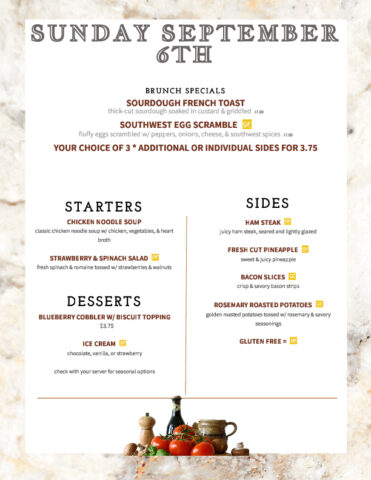 Formal Dining Sunday 9.6