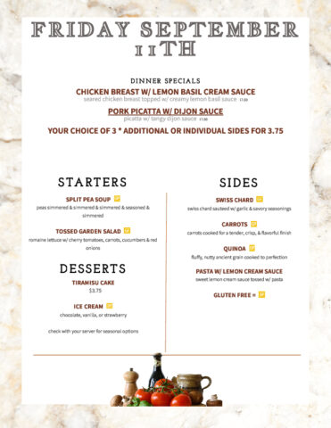 Formal Dining Friday 9.11