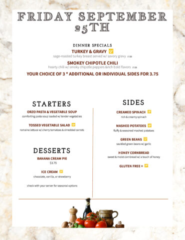 Formal Dining Friday 9.25