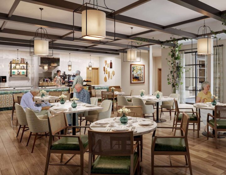 Rendering of the dining room at The Terraces at Bethany