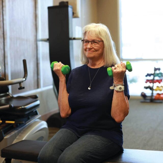 A Bethany resident working out in the fitness center