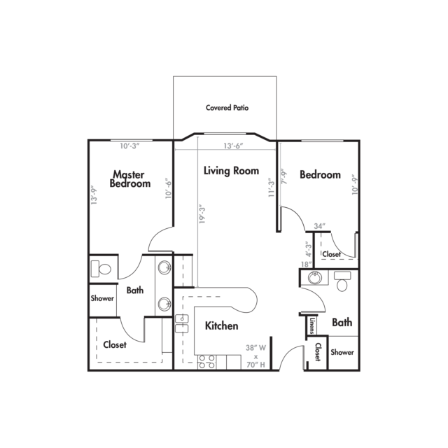 Town Square at Bethany Apartment D1 Floor Plan