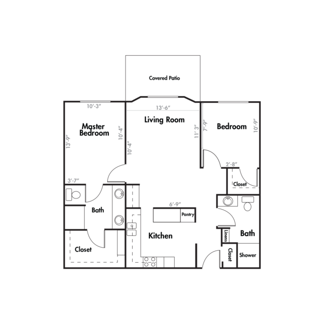 Town Square at Bethany Apartment D2 Floor Plan