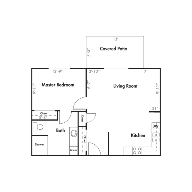 Town Square at Bethany Apartment F1 Floor Plan
