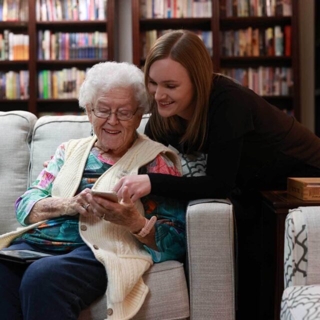 A Bethany resident and staff member in the library